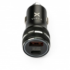 Зарядний пристрій Vinga QC3.0 + PD Quick Car Charger aluminium 36W Max black (VCCQPAC) - Фото
