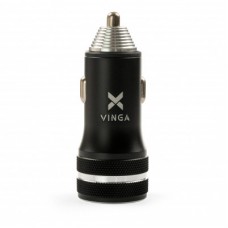 Зарядний пристрій Vinga QC3.0 + PD Quick Car Charger aluminium 36W Max black (VCCQPAC) - Фото