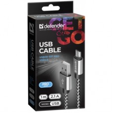 Дата кабель USB 2.0 AM to Micro 5P 1.0m USB08-03T PRO white Defender (87803) - Фото