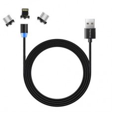 Дата кабель Кабель Colorway USB - 3в1 (Lightning+MicroUSB+Type-C) Magnet ColorWay (CW-CBUU020-BK)