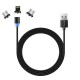 Дата кабель Кабель Colorway USB - 3в1 (Lightning+MicroUSB+Type-C) Magnet ColorWay (CW-CBUU020-BK)