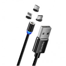 Дата кабель Кабель Colorway USB - 3в1 (Lightning+MicroUSB+Type-C) Magnet ColorWay (CW-CBUU020-BK) - Фото