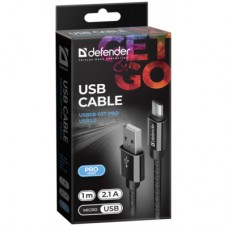 Дата кабель USB 2.0 AM to Micro 5P 1.0m USB08-03T PRO black Defender (87802) - Фото