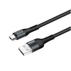 Дата кабель USB 2.0 AM to Micro 5P 1.0m nylon black ColorWay (CW-CBUM045-BK) - Фото
