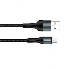 Дата кабель USB 2.0 AM to Micro 5P 1.0m nylon black ColorWay (CW-CBUM045-BK) - Фото