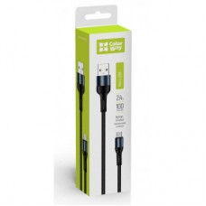 Дата кабель USB 2.0 AM to Micro 5P 1.0m nylon black ColorWay (CW-CBUM045-BK) - Фото
