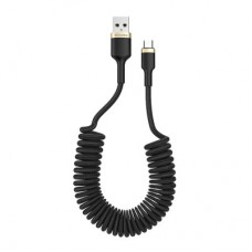 Дата кабель USB 2.0 AM to Micro 5P 1.0m spiral black ColorWay (CW-CBUM051-BK) - Фото