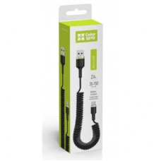 Дата кабель USB 2.0 AM to Micro 5P 1.0m spiral black ColorWay (CW-CBUM051-BK) - Фото