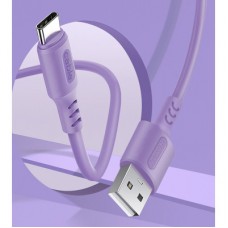 Дата кабель USB 2.0 AM to Type-C 1.0m soft silicone violet ColorWay (CW-CBUC044-PU) - Фото