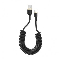 Дата кабель USB 2.0 AM to Type-C 1.0m spiral black ColorWay (CW-CBUC051-BK) - Фото