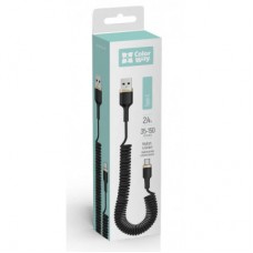 Дата кабель USB 2.0 AM to Type-C 1.0m spiral black ColorWay (CW-CBUC051-BK) - Фото