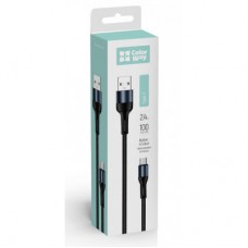 Дата кабель USB 2.0 AM to Type-C 1.0m nylon black ColorWay (CW-CBUC045-BK) - Фото