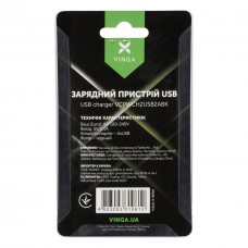 Зарядний пристрій Vinga 2 Port USB Wall Charger 2.1 A (VCPWCH2USB2ABK) - Фото