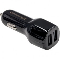 Зарядний пристрій Grand-X car 2,1A, 12-24 V, Black 2 USB 5V/2.1A (CH-26) - Фото