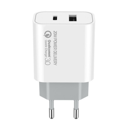 Зарядний пристрій ColorWay Type-C PD + USB QC3.0 (20 W) V2 white (CW-CHS025QPD-WT)