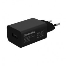 Зарядний пристрій ColorWay 1 USB AUTO ID 2 A (10 W) black (CW-CHS012-BK) - Фото