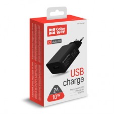 Зарядний пристрій ColorWay 1 USB AUTO ID 2 A (10 W) black (CW-CHS012-BK) - Фото