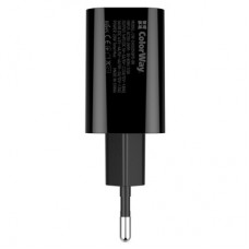 Зарядний пристрій Colorway Type-C PD + USB QC3.0 (20 W) V2 black (CW-CHS025QPD-BK) - Фото