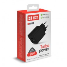 Зарядний пристрій Colorway Type-C PD + USB QC3.0 (20 W) V2 black (CW-CHS025QPD-BK) - Фото