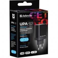 Зарядний пристрій Defender UPA-101 black, 1 USB, QC 3.0, 18 W (83573) - Фото