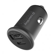 Зарядний пристрій ColorWay 2 USB Car (Type-C PD20W + USB QC3.0) (38 W) Gray (CW-CHA029PD-GR) - Фото