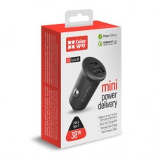 Зарядний пристрій ColorWay 2 USB Car (Type-C PD20W + USB QC3.0) (38 W) Gray (CW-CHA029PD-GR) - Фото