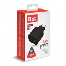 Зарядний пристрій ColorWay 2 USB AUTO_ID 4.8 A (24 W) black (CW-CHS016-BK) - Фото