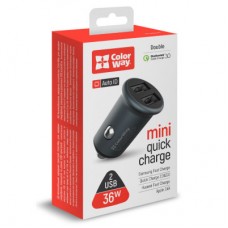 Зарядний пристрій ColorWay 2 USB Quick Charge 3.0 (36 W) Gray (CW-CHA036Q-GR) - Фото