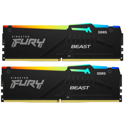 Модуль памяти для компьютера DDR5 32GB (2x16GB) 5600 MHz FURY Beast RGB Kingston Fury (ex.HyperX)