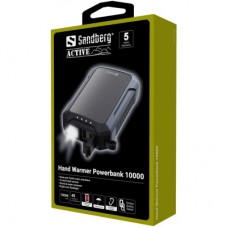 Батарея універсальна Sandberg 10000mAh, Hand Warmer, flashlight 1W, USB-C/USB-A 2A/5V (420-65) - Фото