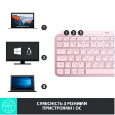 Клавіатура Logitech MX Keys Mini Wireless Illuminated UA Rose (920-010500) - Фото