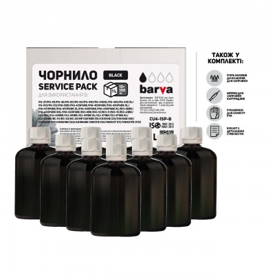 Чернила BARVA Canon/HP/Lexmark Universal №4 Black 10x100мл ServicePack (CU4-1SP-B)