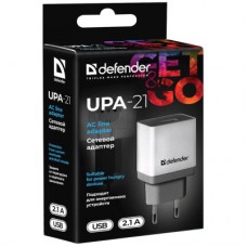 Зарядний пристрій Defender UPA-21 white, 1xUSB, 5V / 2.1 A (83571) - Фото