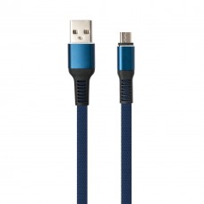 Дата кабель USB 2.0 AM to Micro 5P 1m flat nylon blue Vinga (VCPDCMFNB1B) - Фото