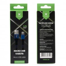 Дата кабель USB 2.0 AM to Micro 5P 1m flat nylon blue Vinga (VCPDCMFNB1B) - Фото
