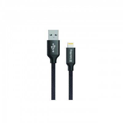 Дата кабель USB 2.0 AM to Lightning 1.0m black ColorWay (CW-CBUL004-BK)