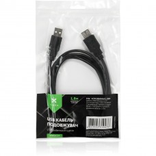 Дата кабель USB 2.0 AM/AF 1.8m Vinga (VCPUSBAMAF1.8BK) - Фото