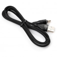 Дата кабель USB 2.0 AM to Type-C 1.0m cylindric nylon back Vinga (VCPDCTCCANB1BK) - Фото
