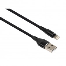 Дата кабель USB 2.0 AM to Lightning 1.0m cylindric nylon back Vinga (VCPDCLCANB1BK) - Фото