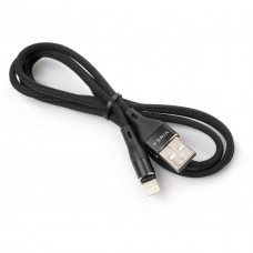 Дата кабель USB 2.0 AM to Lightning 1.0m cylindric nylon back Vinga (VCPDCLCANB1BK) - Фото