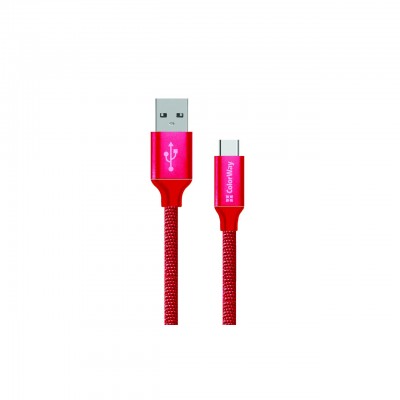 Дата кабель ColorWay Кабель Colorway USB - Type-C 2.1А 1м червоний (CW-CBUC003-RD)