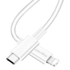 Дата кабель USB Type-C to Lightning 1.0m 3A white ColorWay (CW-CBPDCL032-WH) - Фото