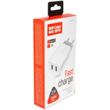 Зарядний пристрій ColorWay 2 USB AUTO ID 2.1 A (10 W) (CW-CHS015-WT) - Фото