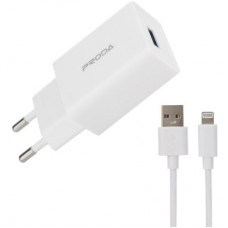 Зарядний пристрій Proda USB 2,4 A + USB Lightning cable (PD-A43i-WHT)