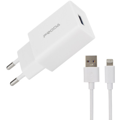 Зарядний пристрій Proda USB 2,4 A + USB Lightning cable (PD-A43i-WHT)