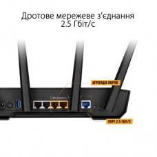 Маршрутизатор ASUS TUF-AX3000 V2 4xGE LAN 2,5xGE WAN 1xUSB3.2 MU-MIMO OFDMA MESH gaming (TUF-AX3000) - Фото