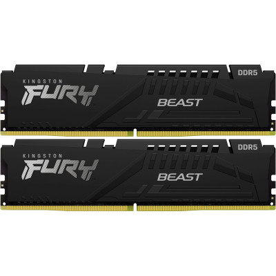 Модуль пам'яті для комп'ютера DDR5 64 GB (2x32GB) 5600 MHz FURY Beast Black Kingston Fury (ex.HyperX)