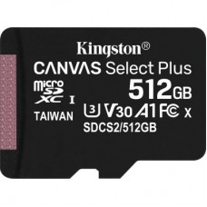 Карта памяти Kingston 512GB microSDXC class 10 UHS-I U3 V30 A1 Canvas Select Plus (SDCS2/512GBSP)