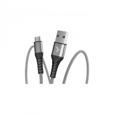 Дата кабель USB 2.0 AM to Micro 5P 1.0m Flex Gray Pixus (4897058531145)