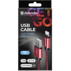 Дата кабель USB 2.0 AM to Lightning 1.0m ACH01-03T PRO Red Defender (87807) - Фото